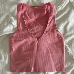 Athleta Pink Sleeveless Fitted Crop Tank Top